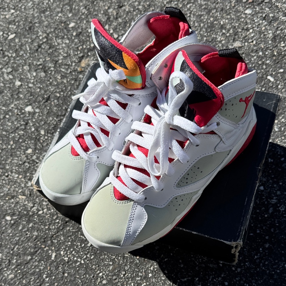 Air Jordan 7 Retro Hare Kids White and Red Sneakers T1